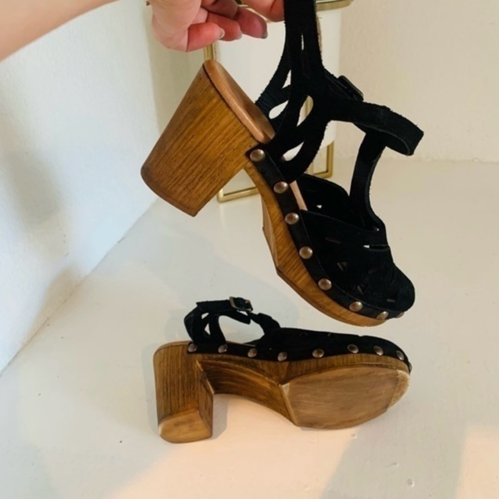 Eric Michael Black Suede Platform Nova Sandals - image 1